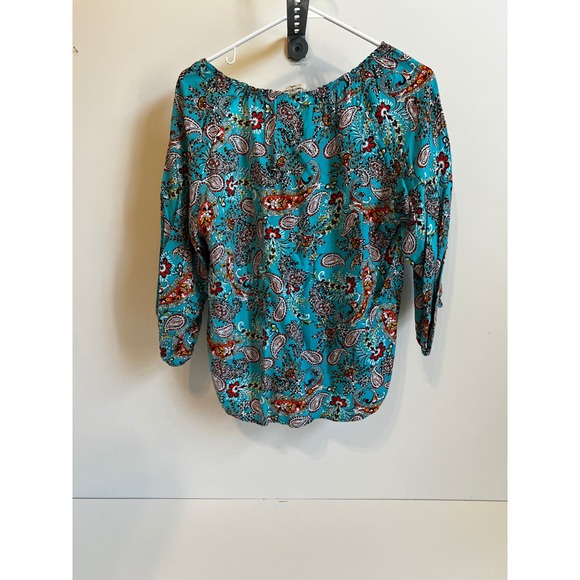 Ariat Women's Paisley Print 3/4 Sleeve V Neck Blouse Top Sz M - Picture 3 of 10